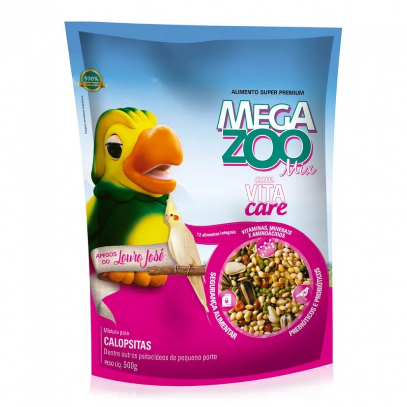 MEGAZOO MIX CALOPSITA 500G AMIGOS DO LOURO JOSE 