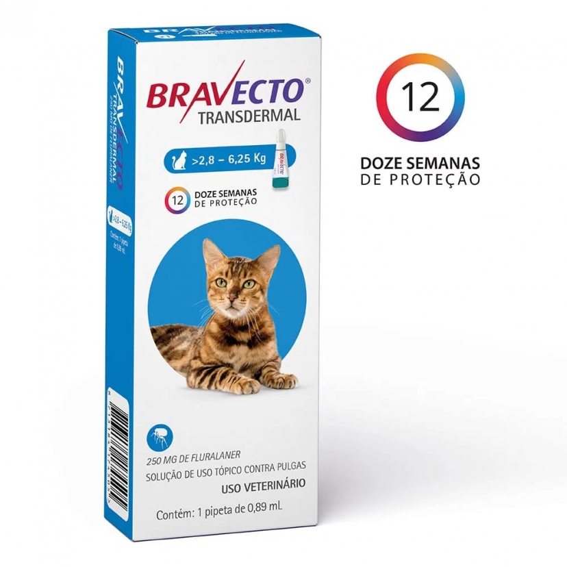 BRAVECTO TRANSDERMAL GATOS 2,8-6,25KG 250MG 