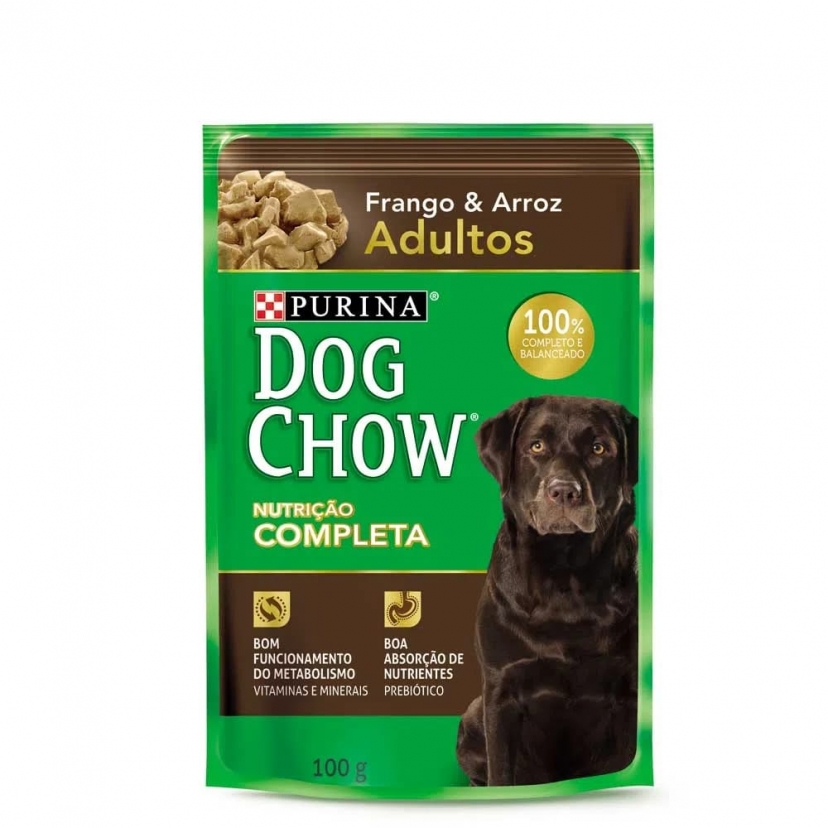 DOG CHOW SACHE 100G ADULTO RP FRANGO/ARROZ