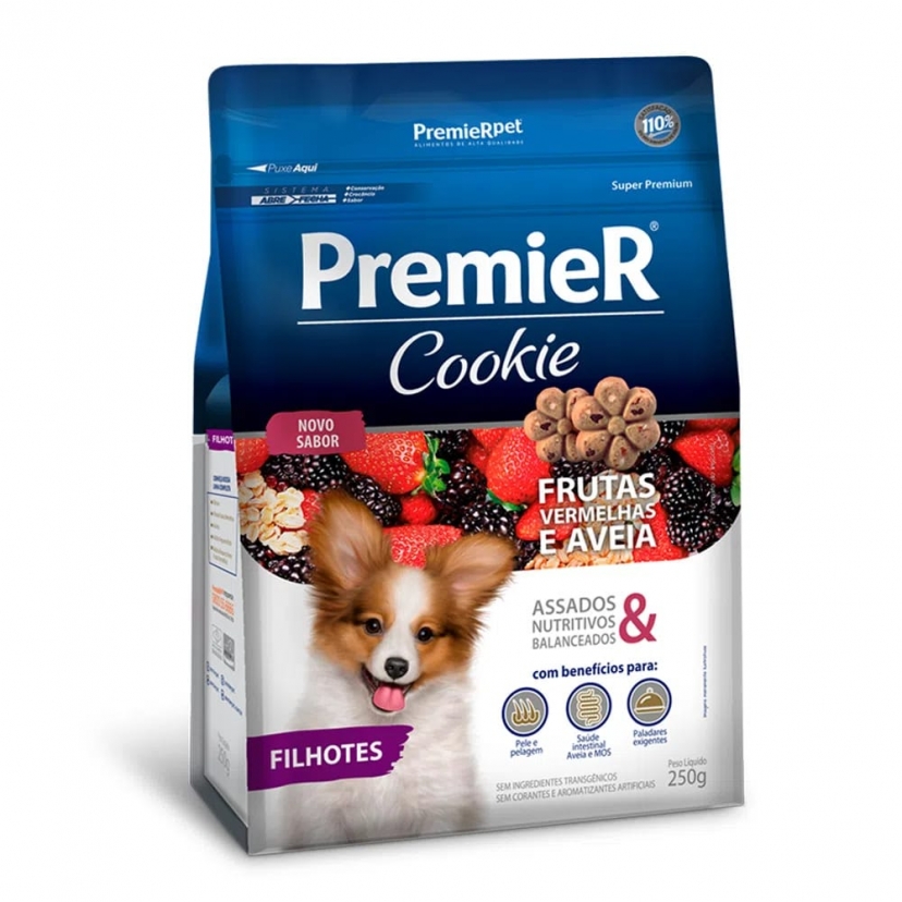 PREMIER COOKIE FRUTAS VERMELHAS 250G FILHOTE