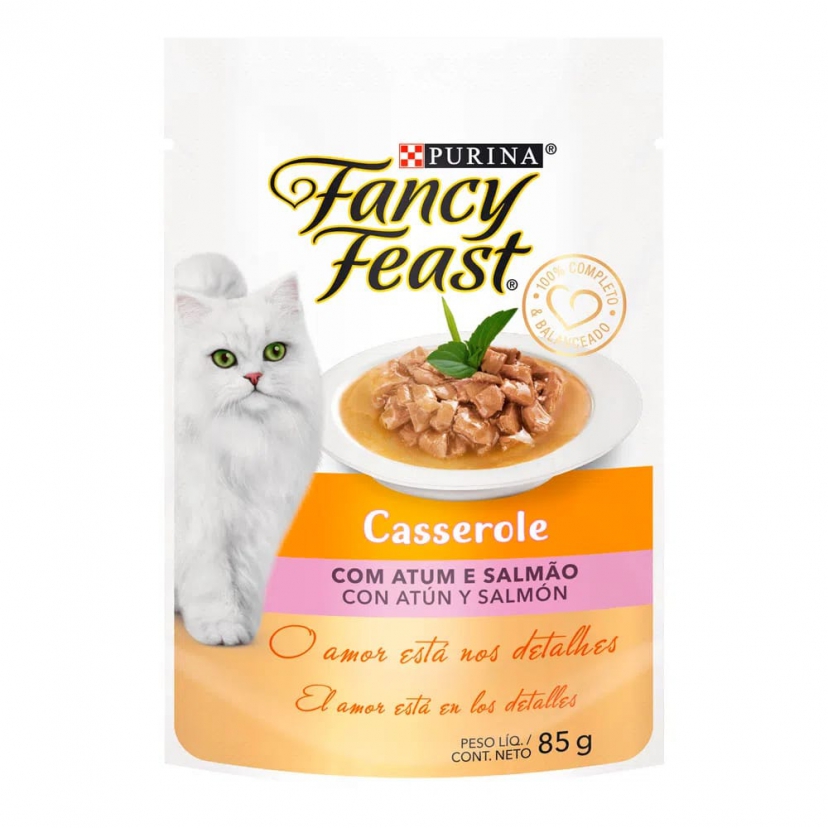 FANCY FEAST 85G CASSEROLE ATUM E SALMAO 